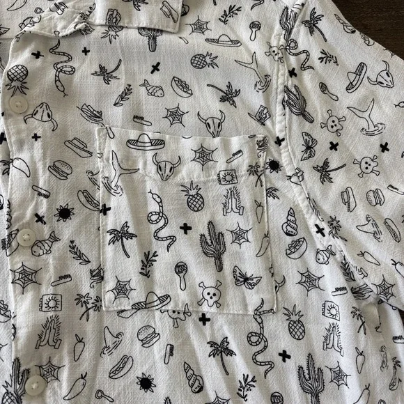 Edgar + Ash Men's‎ Button Down Medium Abstract Vintage 90's Rayon - Picture 3 of 4